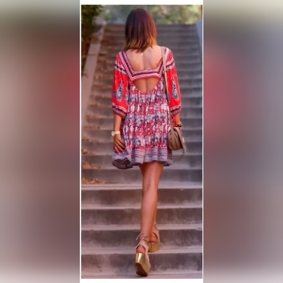 Midsummer's Dream Dress by Free People, specifically in the "Poppy Combo" Small - Picture 7 of 9